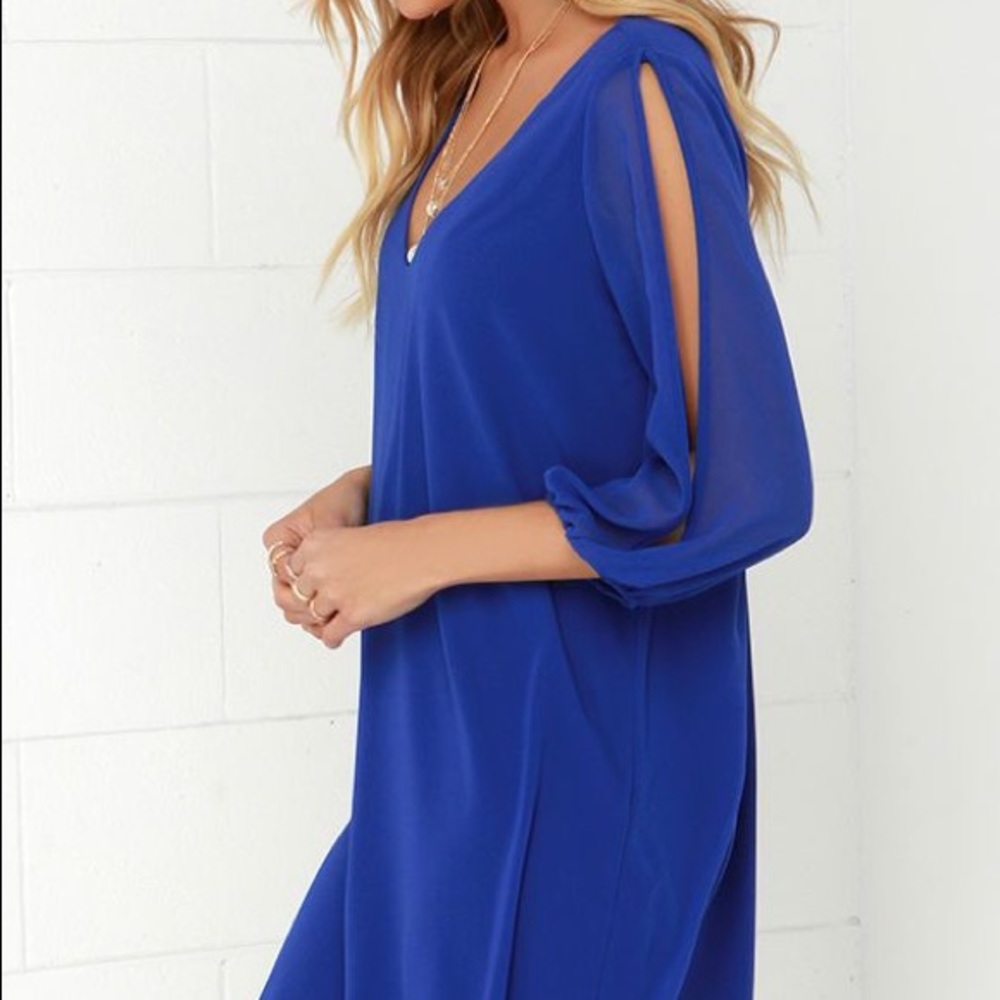 Royal Blue Cut-Out Sleeve Shift Dress